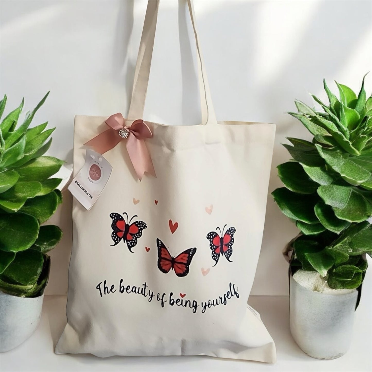 Tote bag Butterfly text