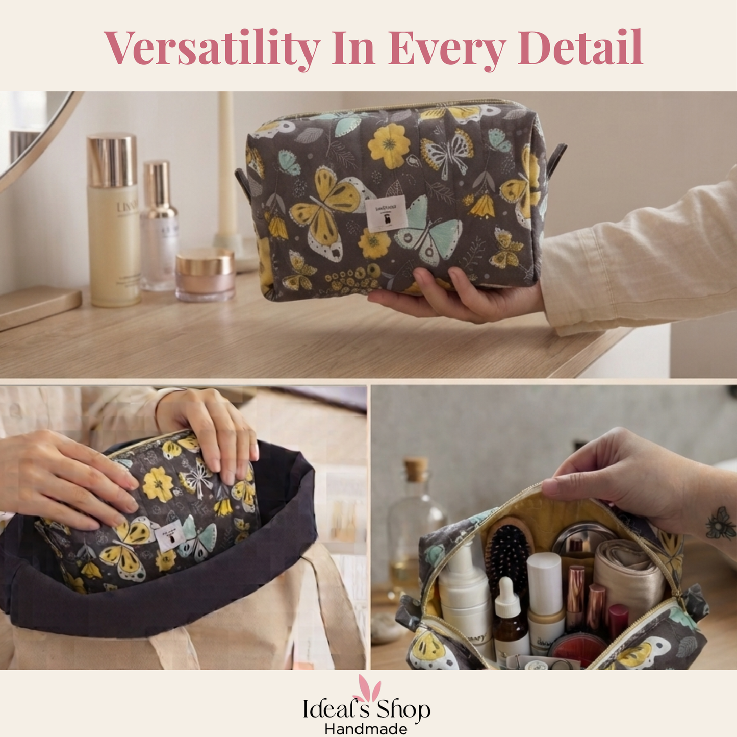 Butterfly Bloom Duo | Cosmetic Bag & Scrunchie