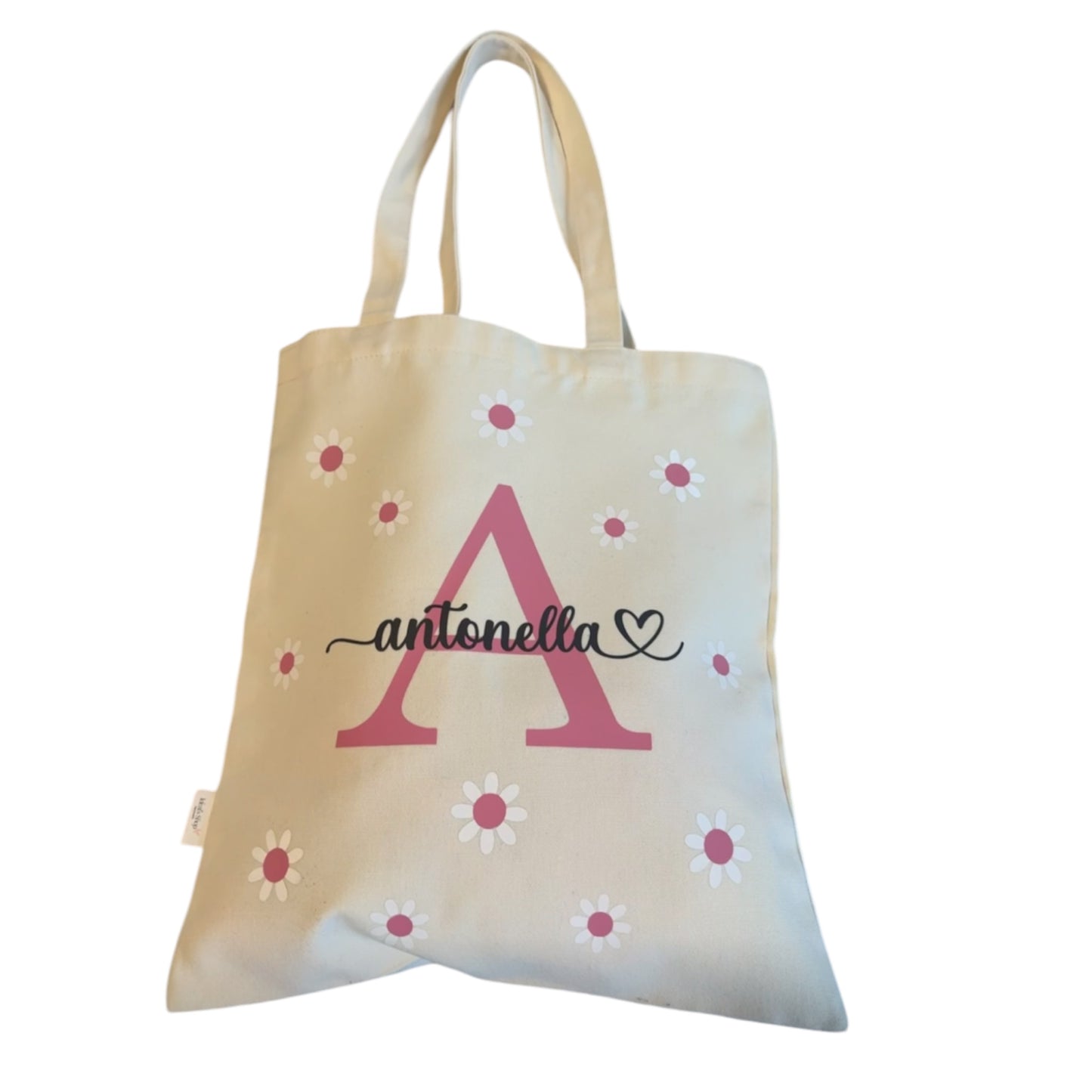 Personalized Name and Flower Tote Bag