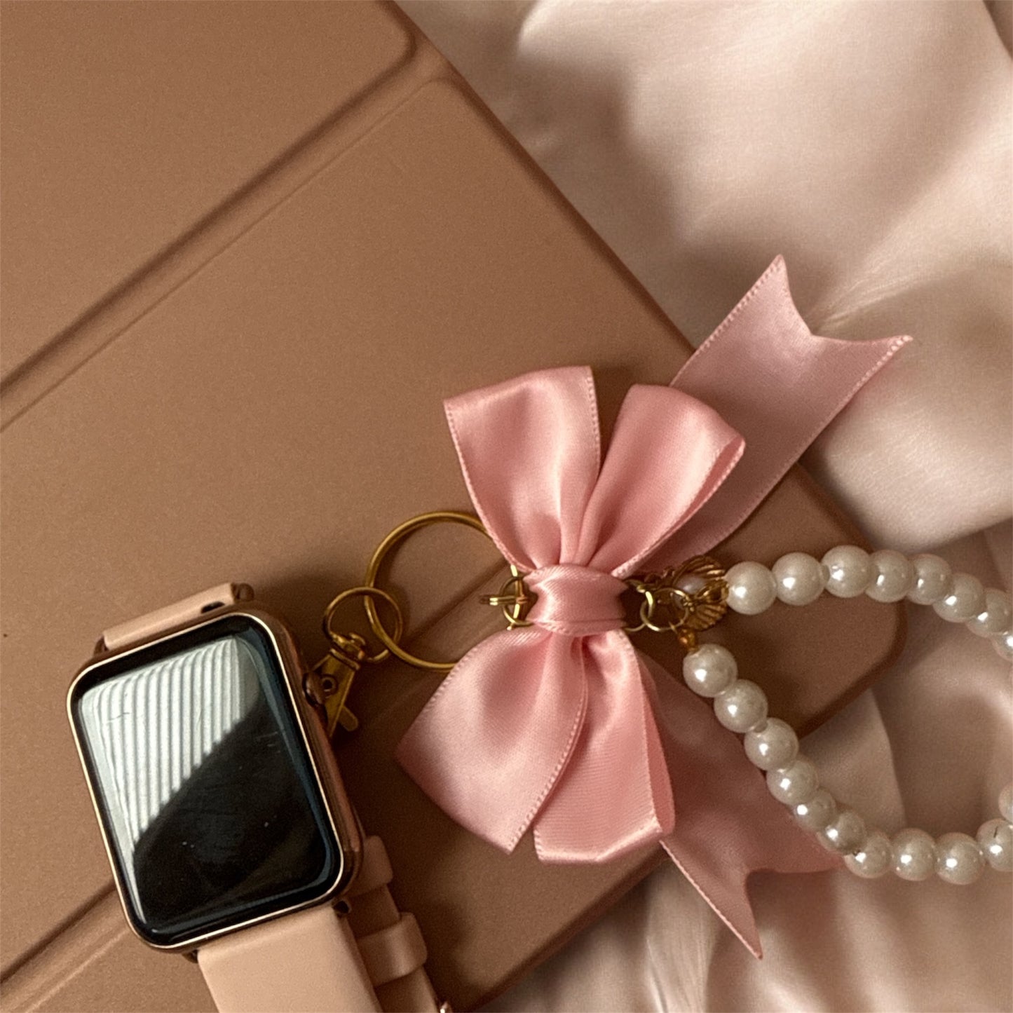 Elegant Bow and Pearl Keychains