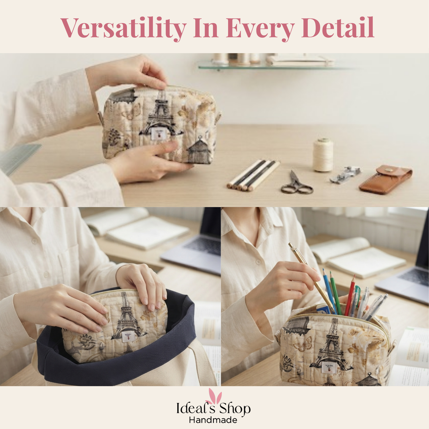 Parisian Charm Duo | Cosmetic Bag & Mini Pouch