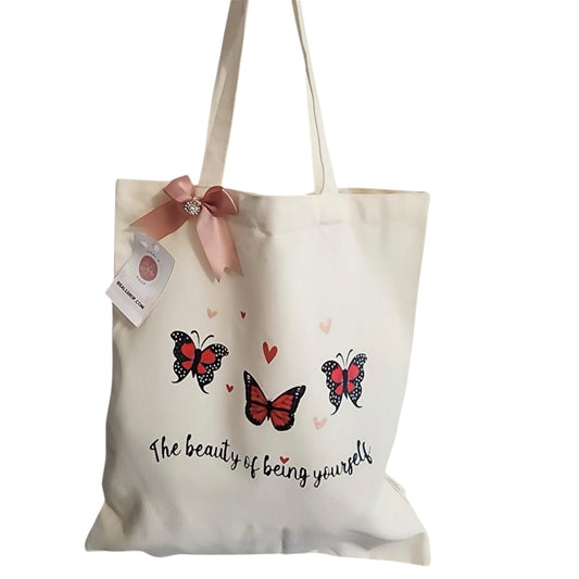 Tote bag Butterfly text