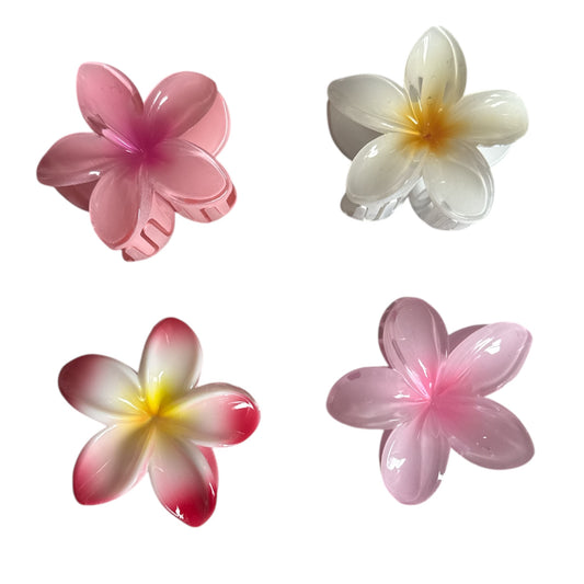 Sparkly Flower Hair Claw Pink