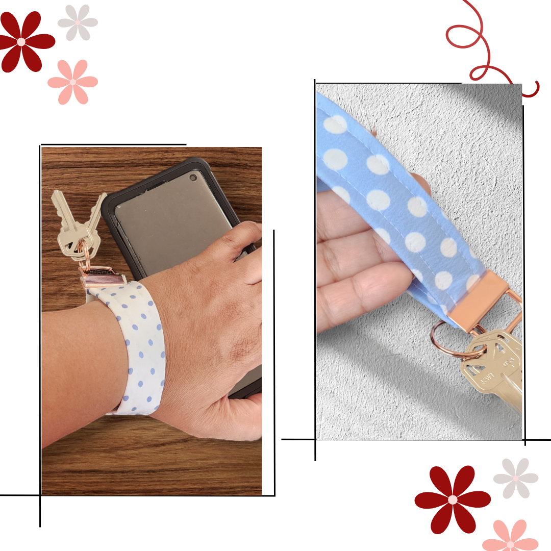 Rectangular Wristlet Keychains in Blue