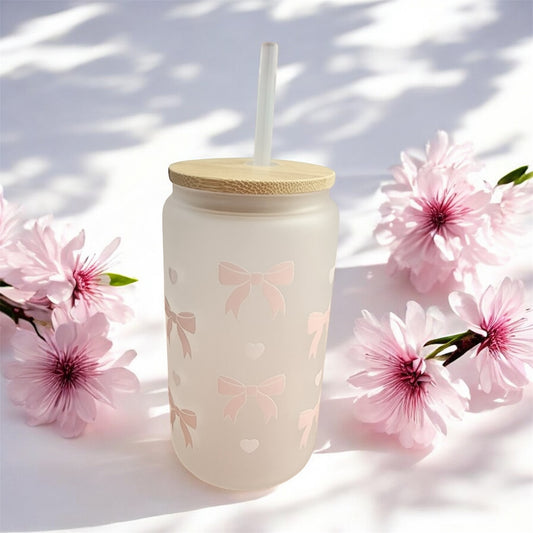 Bow Pink I Glass Tumbler