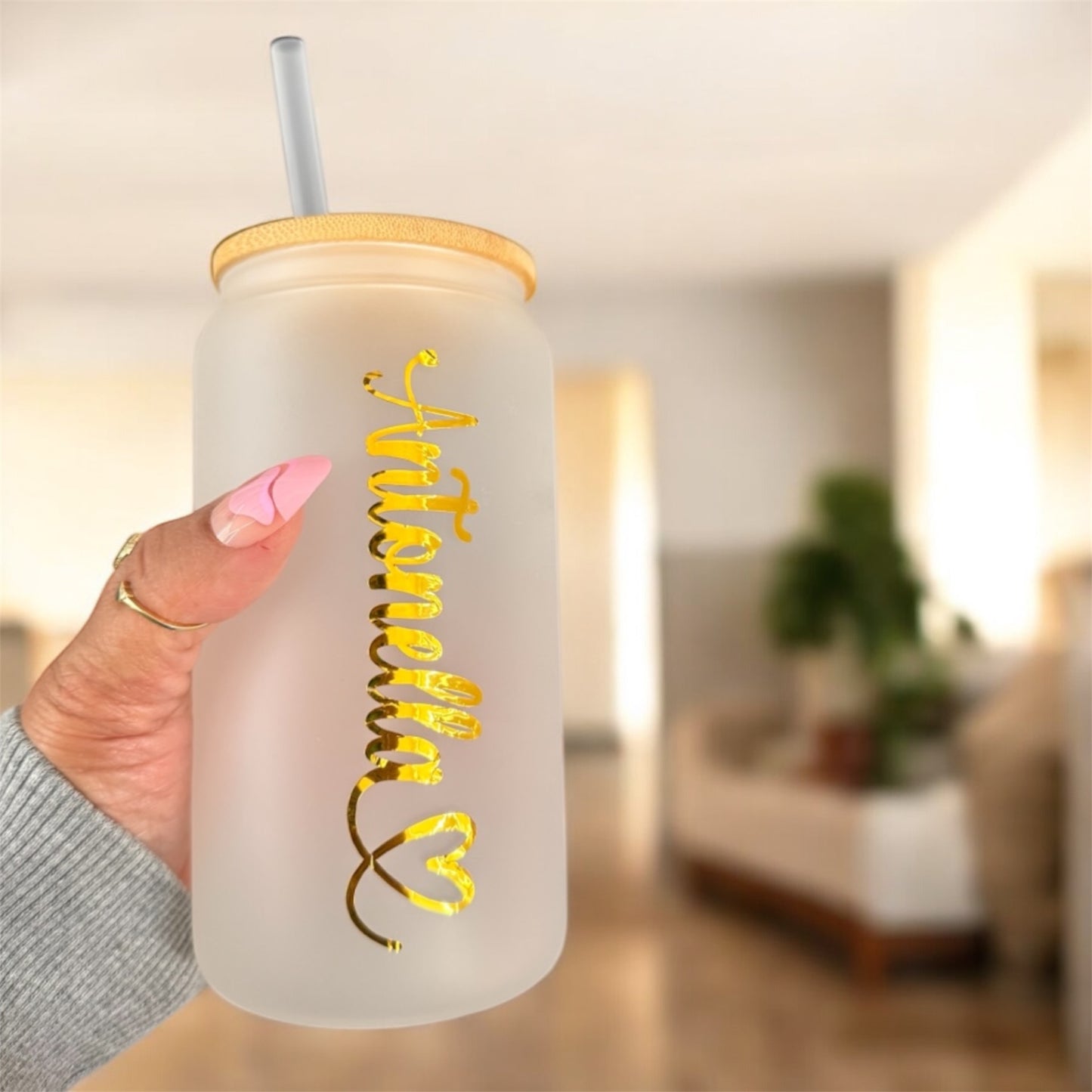 Gift Box: Personalized Glass Tumbler, Card Holder, and Name Keychain