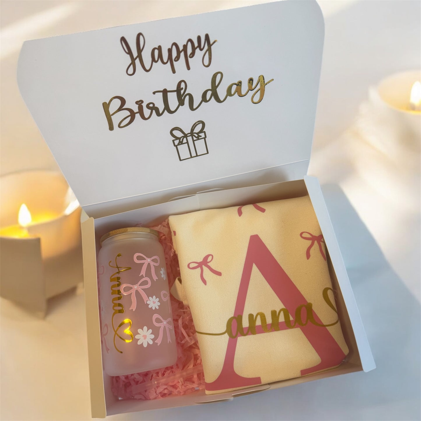 Gift Box: Designer Glass Tumbler, Tote Bag