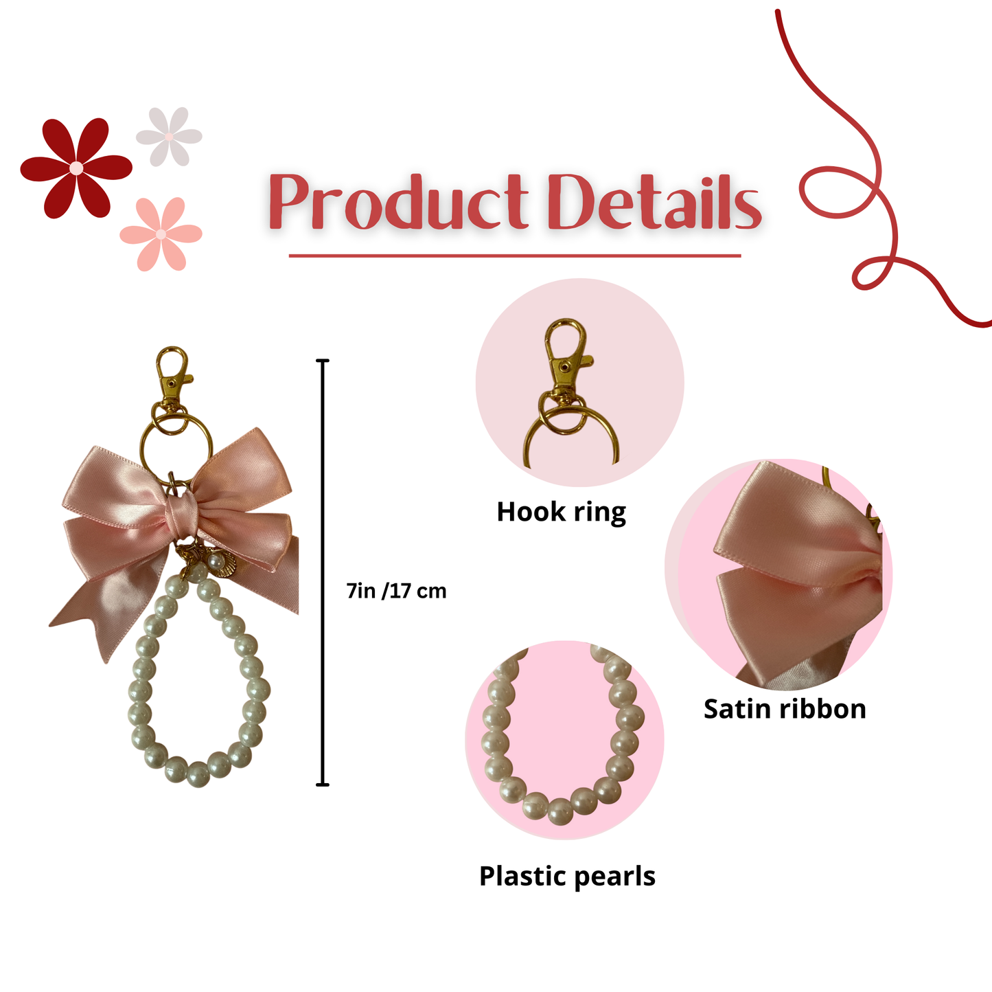 Elegant Bow and Pearl Keychains