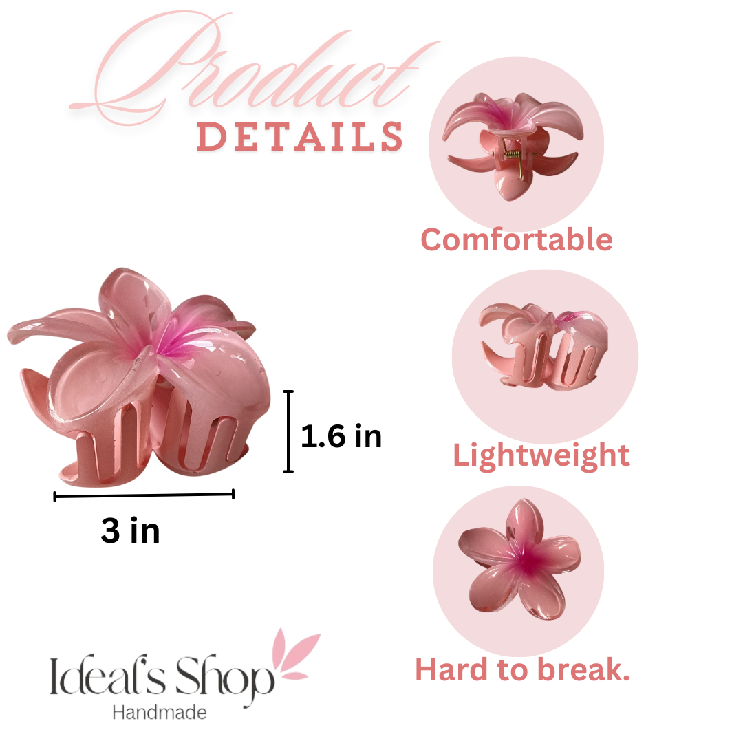 Sparkly Flower Hair Claw Pink