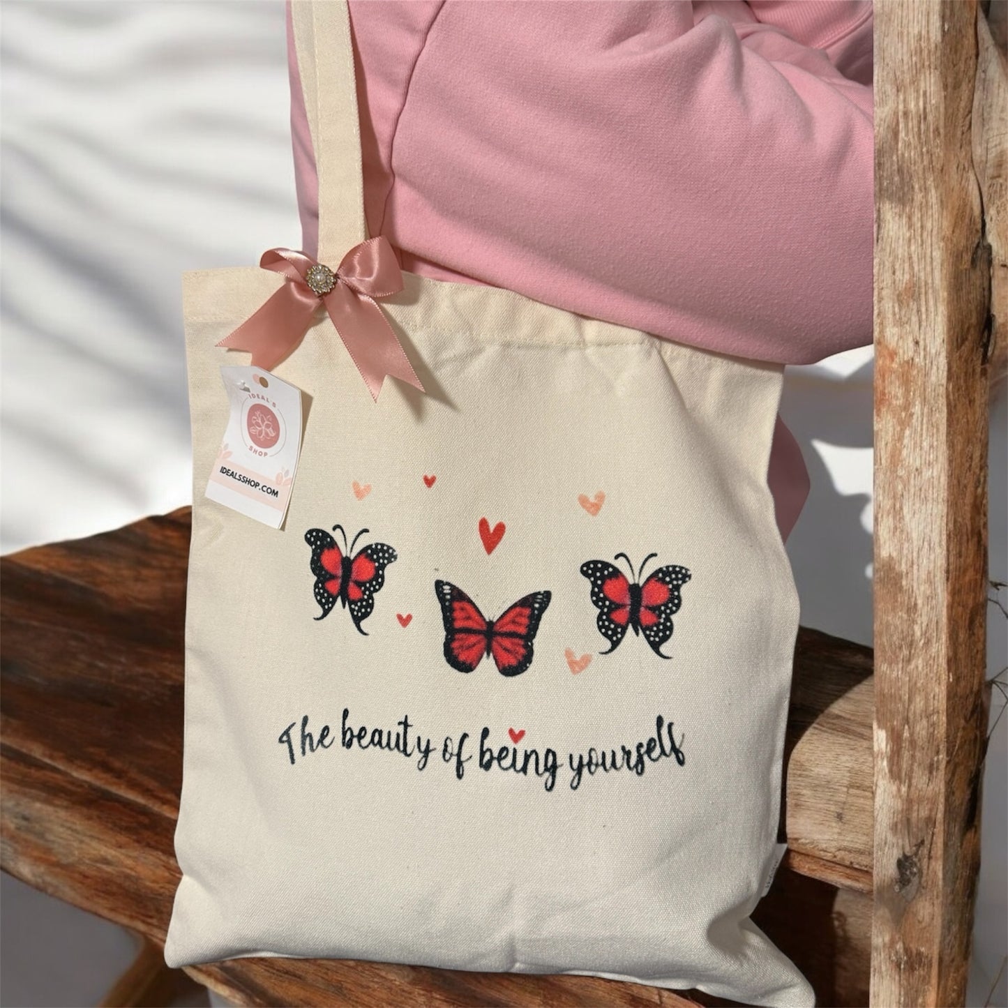 Tote bag Butterfly text