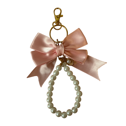 Elegant Bow and Pearl Keychains