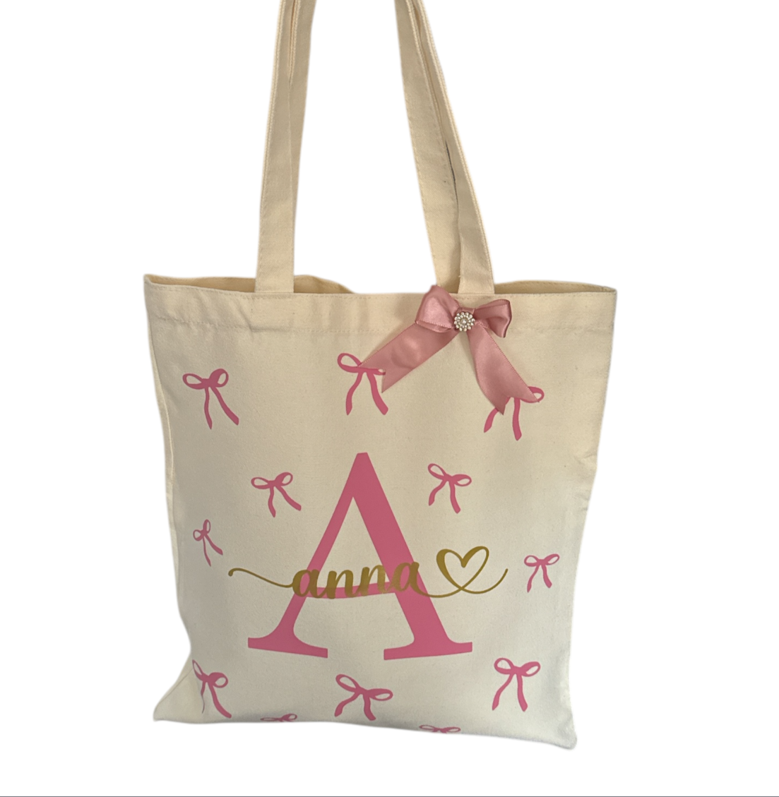 Personalized Name Tote Bag with Bows