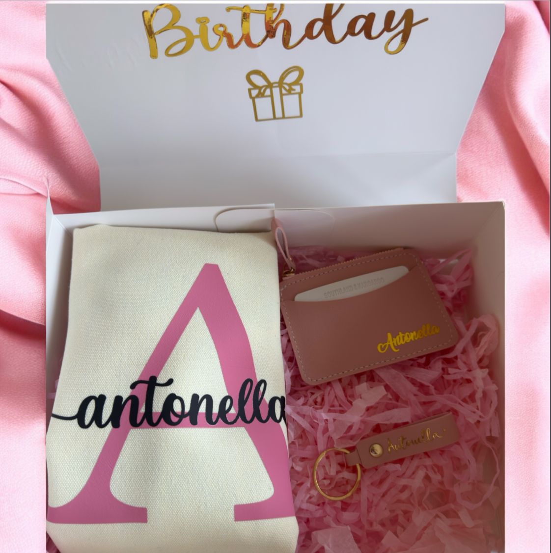 Gift Box: Tote Bag, Card Holder, and Name Keychain