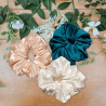 Pack of 3 soft scrunchies. With personalized scrunchie bag.