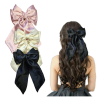 Set of 3 satin fabric bows with long pigtails