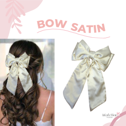 Set of 2 satin fabric bows with long pigtails