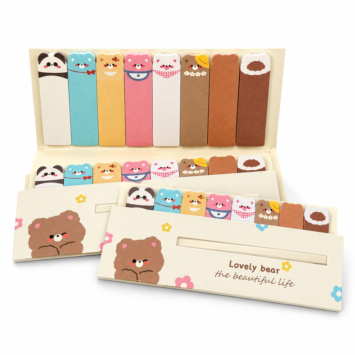 Bear-Shaped Kawaii Index Sticky Notes Set