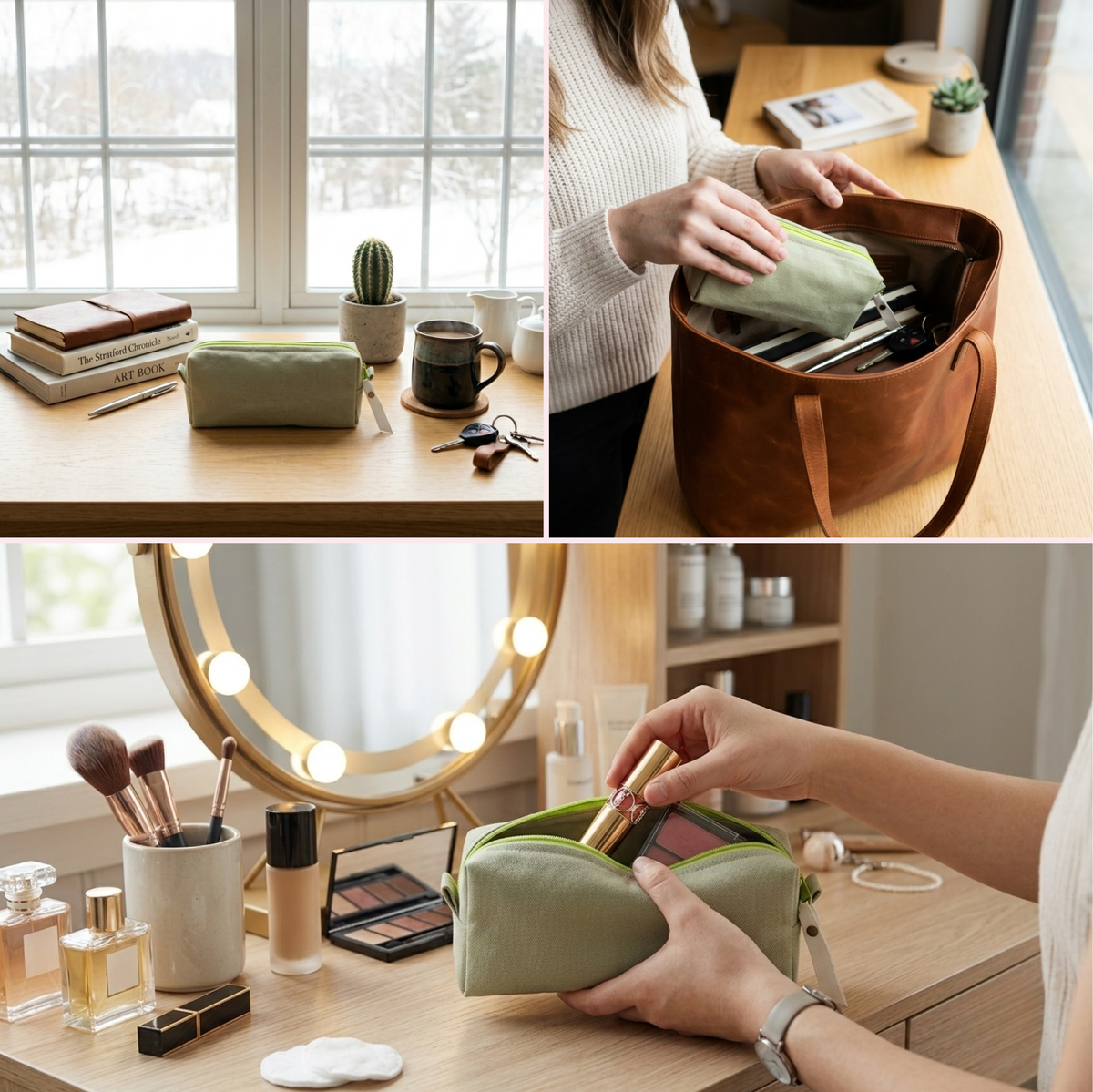Handmade Zipper Pencil Case with Free Keychain | Cosmetic & Everyday Organizer