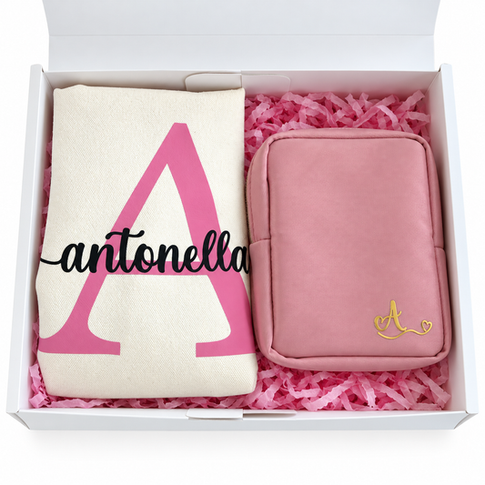 Personalized Gift Box with Tote Bag and Toiletry Bag