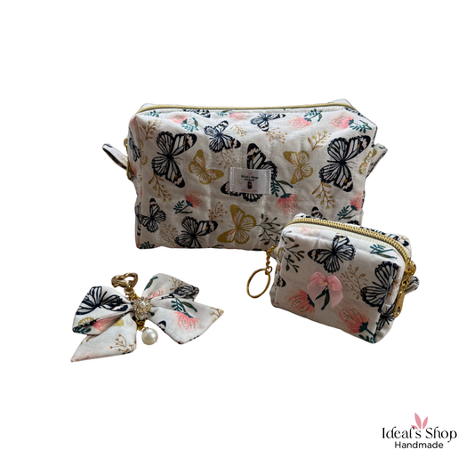 Enchanted Butterflies 3-Piece Set | Cosmetic Bag, Mini Coin Purse, and Keychain
