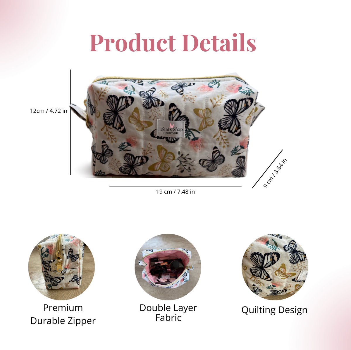 Enchanted Butterflies 3-Piece Set | Cosmetic Bag, Mini Coin Purse, and Keychain