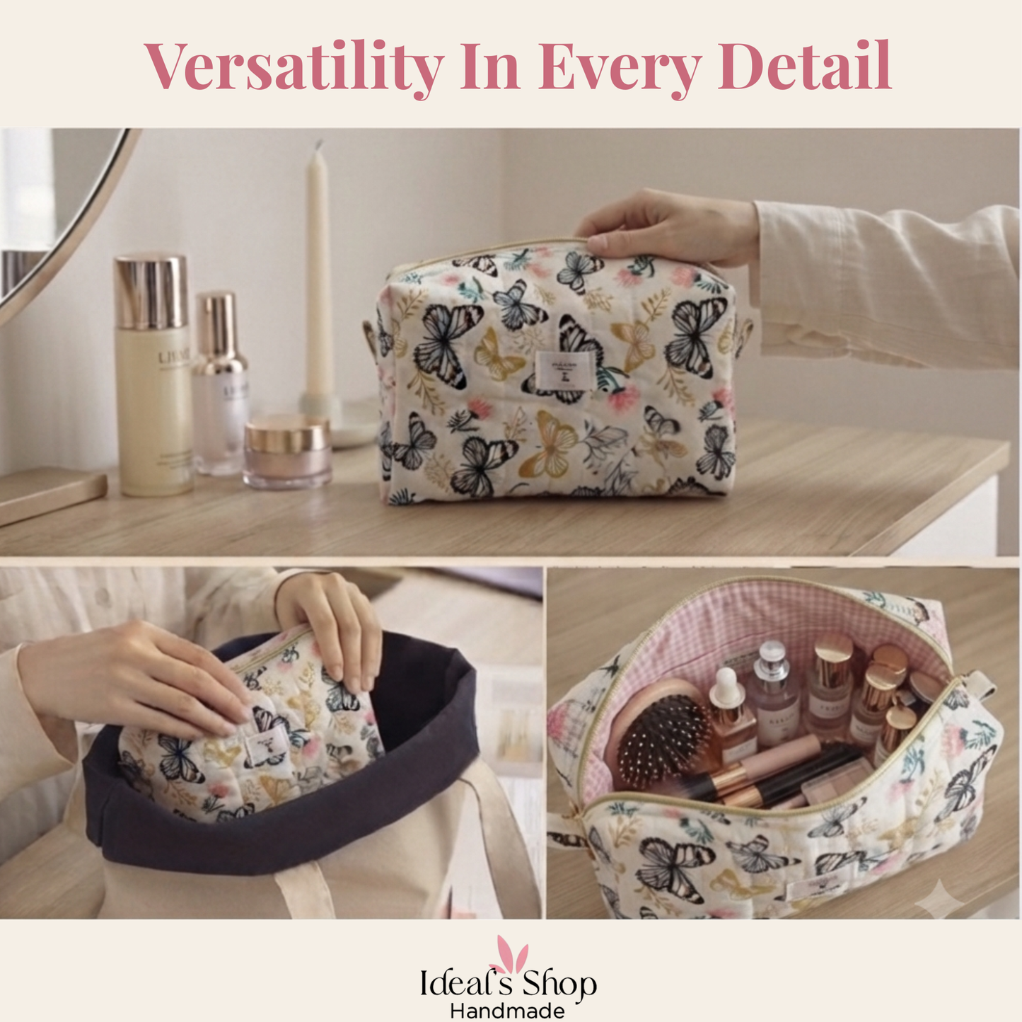 Enchanted Butterflies 3-Piece Set | Cosmetic Bag, Mini Coin Purse, and Keychain