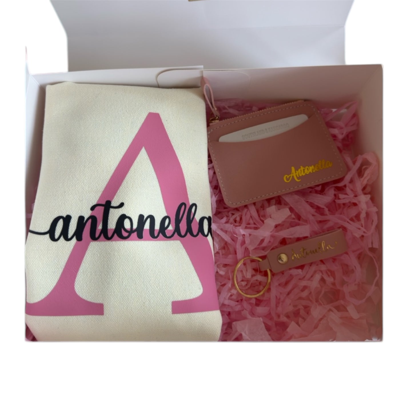 Gift Box: Tote Bag, Card Holder, and Name Keychain