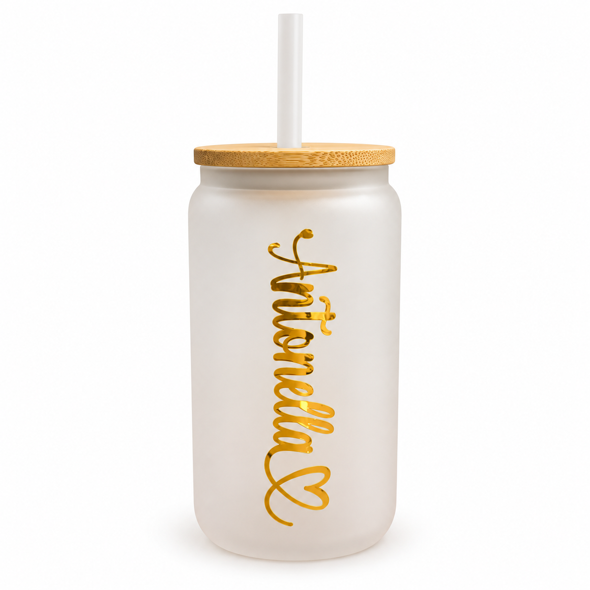 Personalized White Glass Tumbler with Name