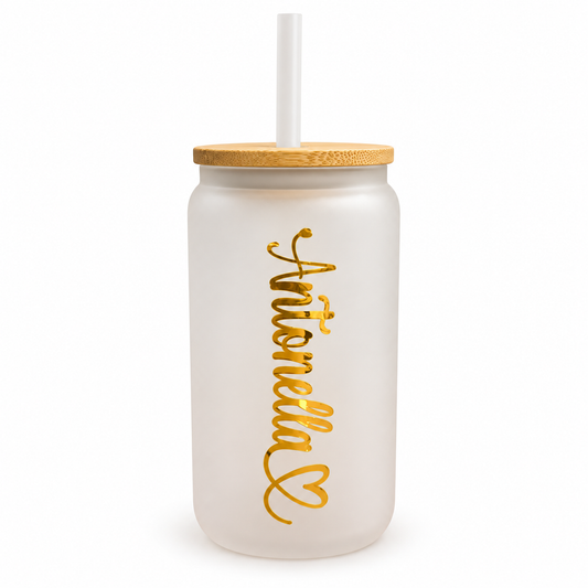 Personalized White Glass Tumbler with Name
