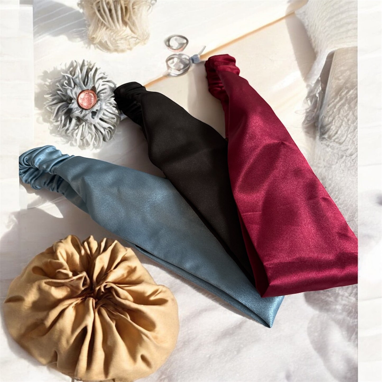 Set of 3 Premium Elegant Satin Headbands.