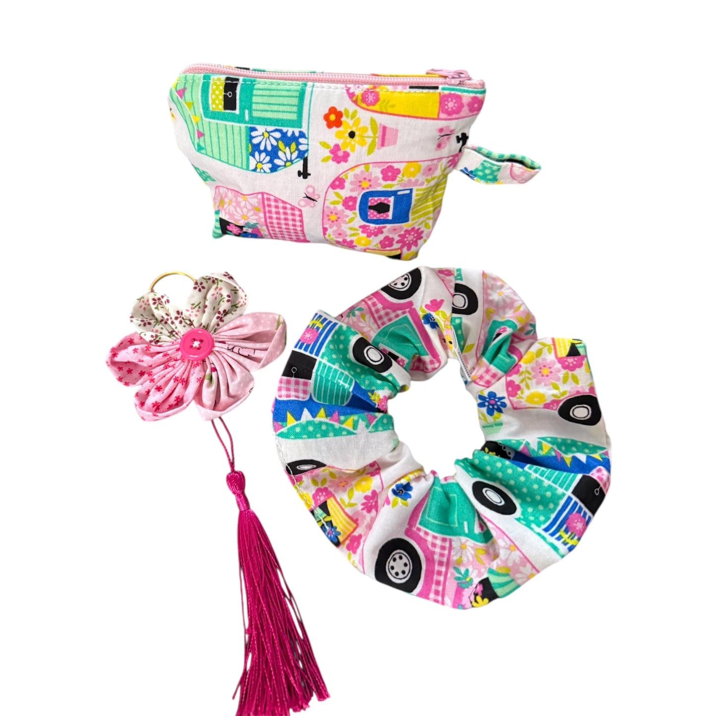 Small Essential Beauty Trio | Coin Purse, Scrunchie & Keychain Gift Set