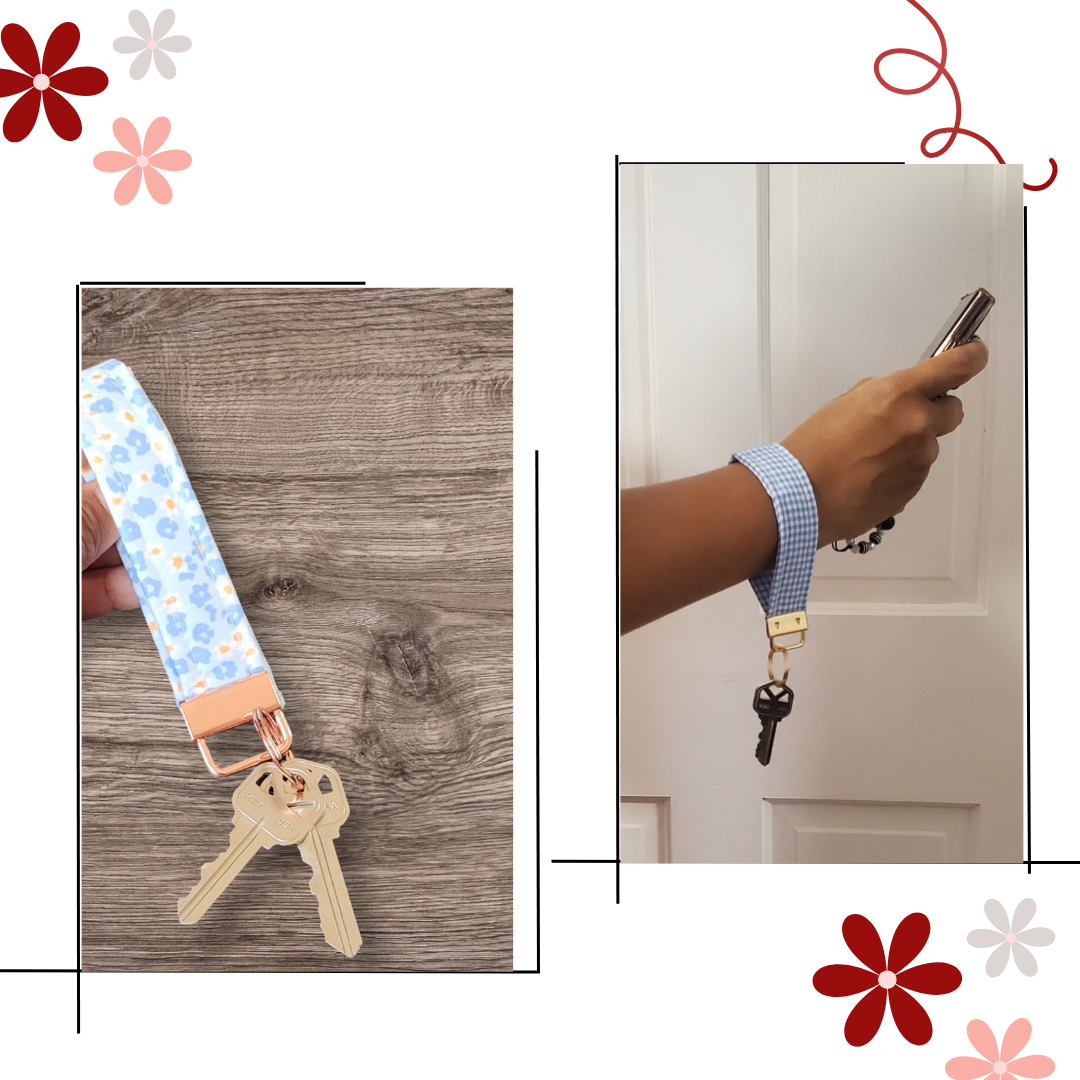 Rectangular Wristlet Keychains in Blue