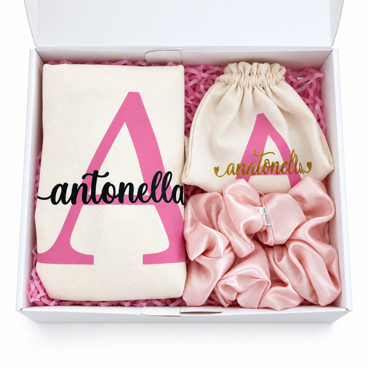 Personalized Gift Box with Tote Bag, Pouch, and XL Scrunchie