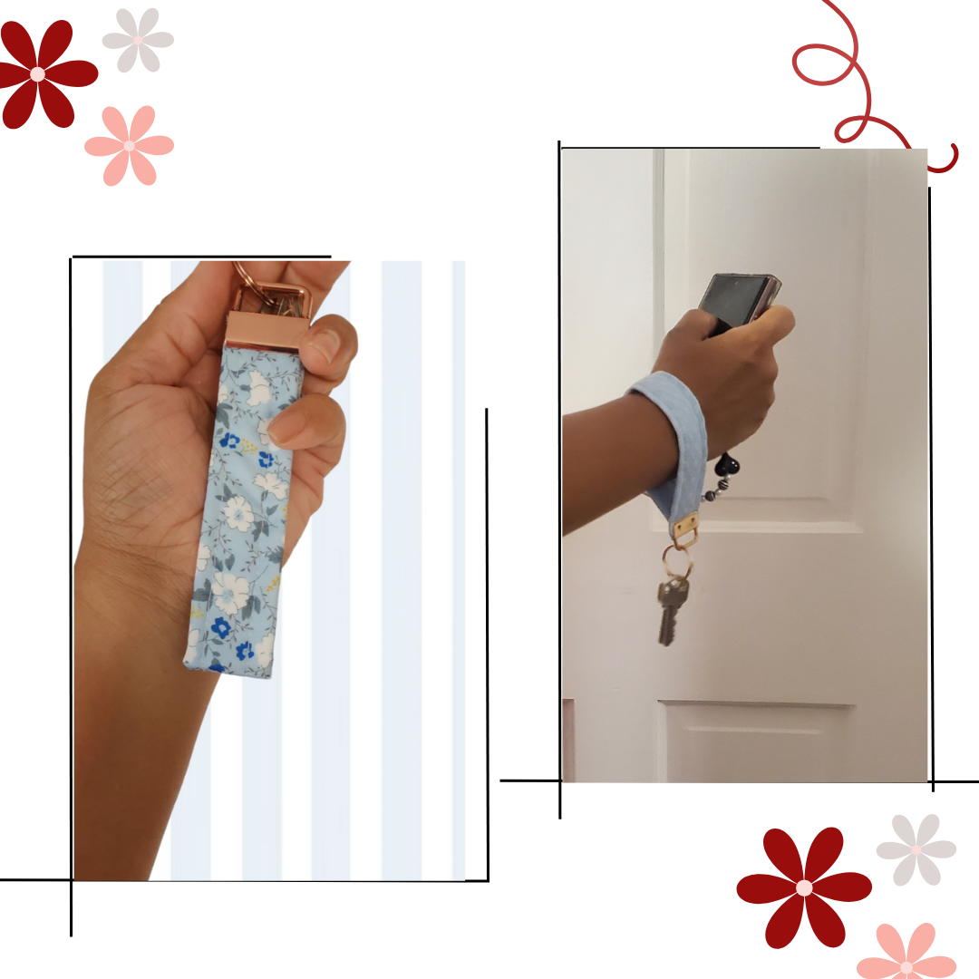 Rectangular Wristlet Keychains in Blue