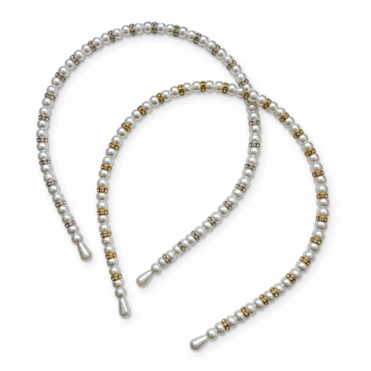 Elegant Pearl Headband with Rhinestone Accents
