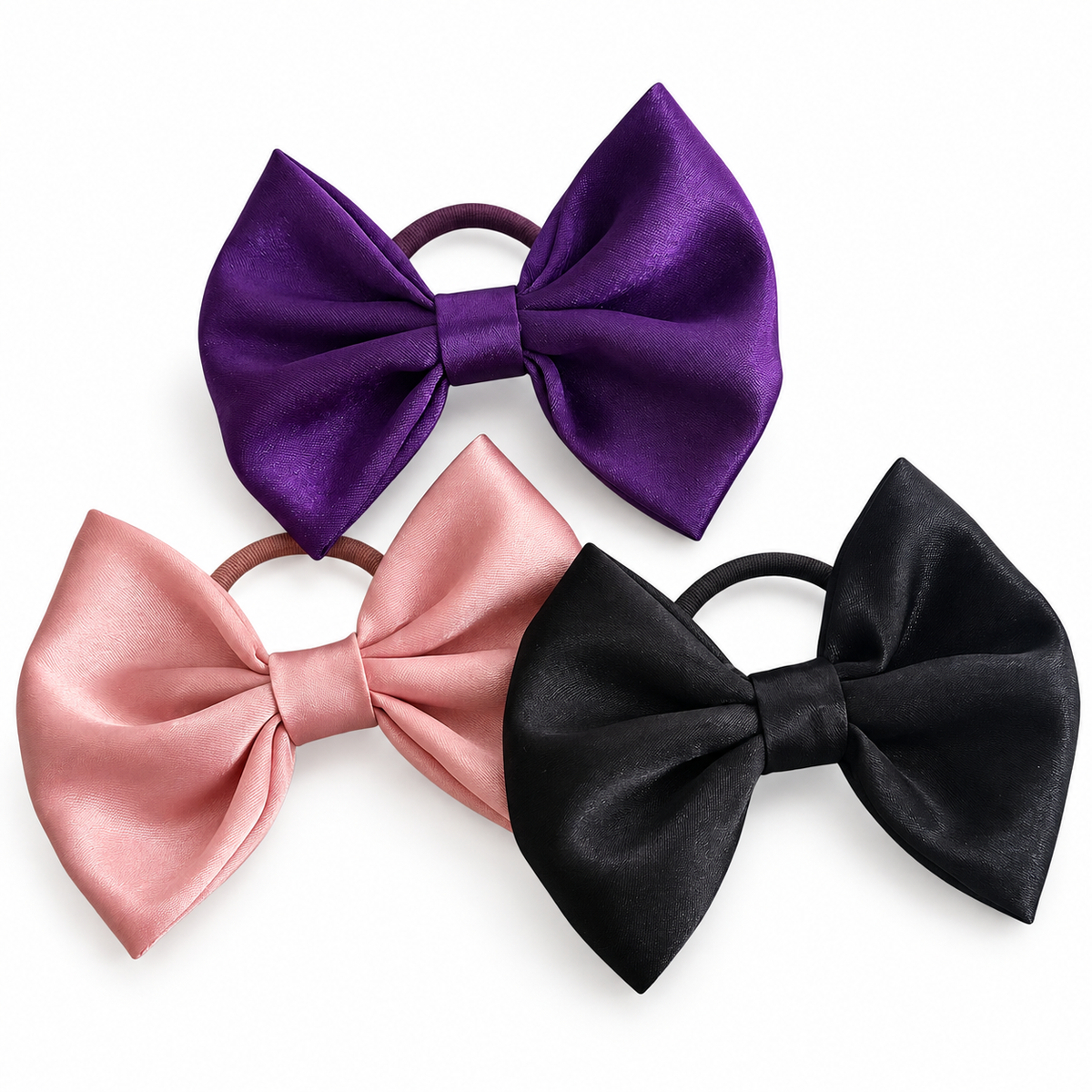 Satin Hair Bow Elastic Set for Girls