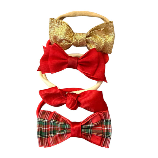Christmas Hair Bow Set - Festive Edition - 4 Pieces