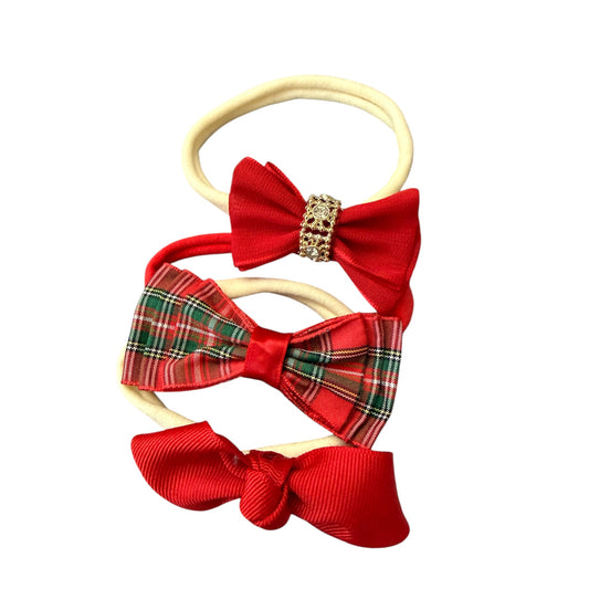 Christmas Hair Bow Set - Festive Edition - 3 Pieces