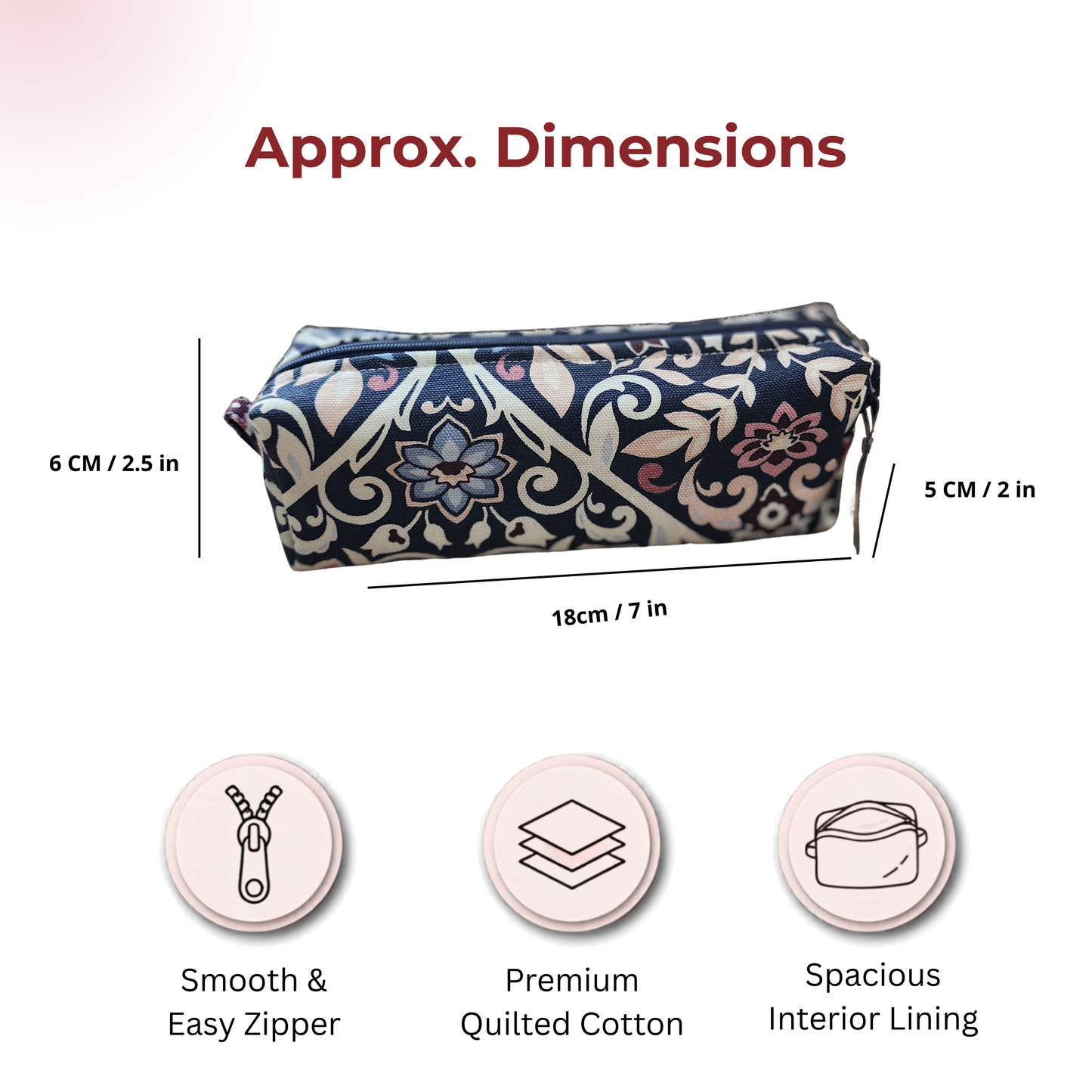 Handmade Zipper Pencil Case with Free Keychain | Cosmetic & Everyday Organizer