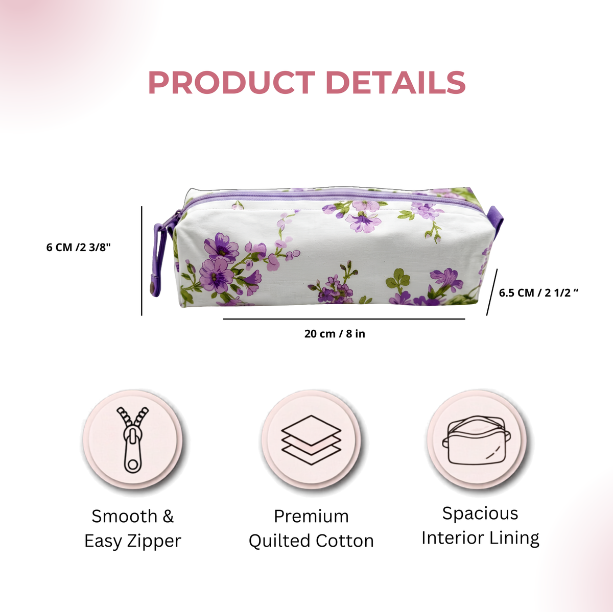 Bunny Print Pencil Case with Matching Mini Pouch – Handmade Zipper Bag.