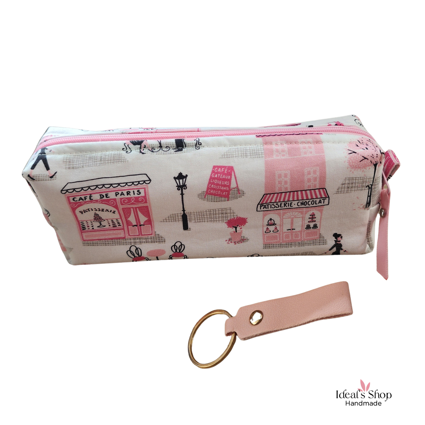 Handmade Zipper Pencil Case with Free Keychain | Cosmetic & Everyday Organizer