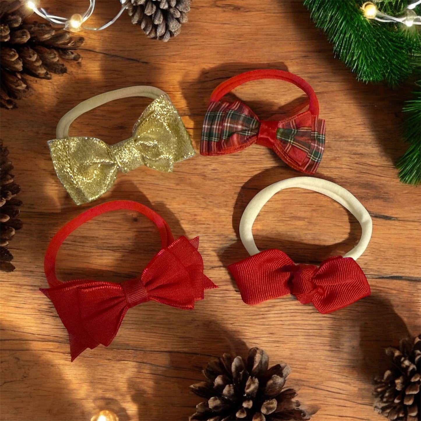Christmas Hair Bow Set - Festive Edition - 4 Pieces
