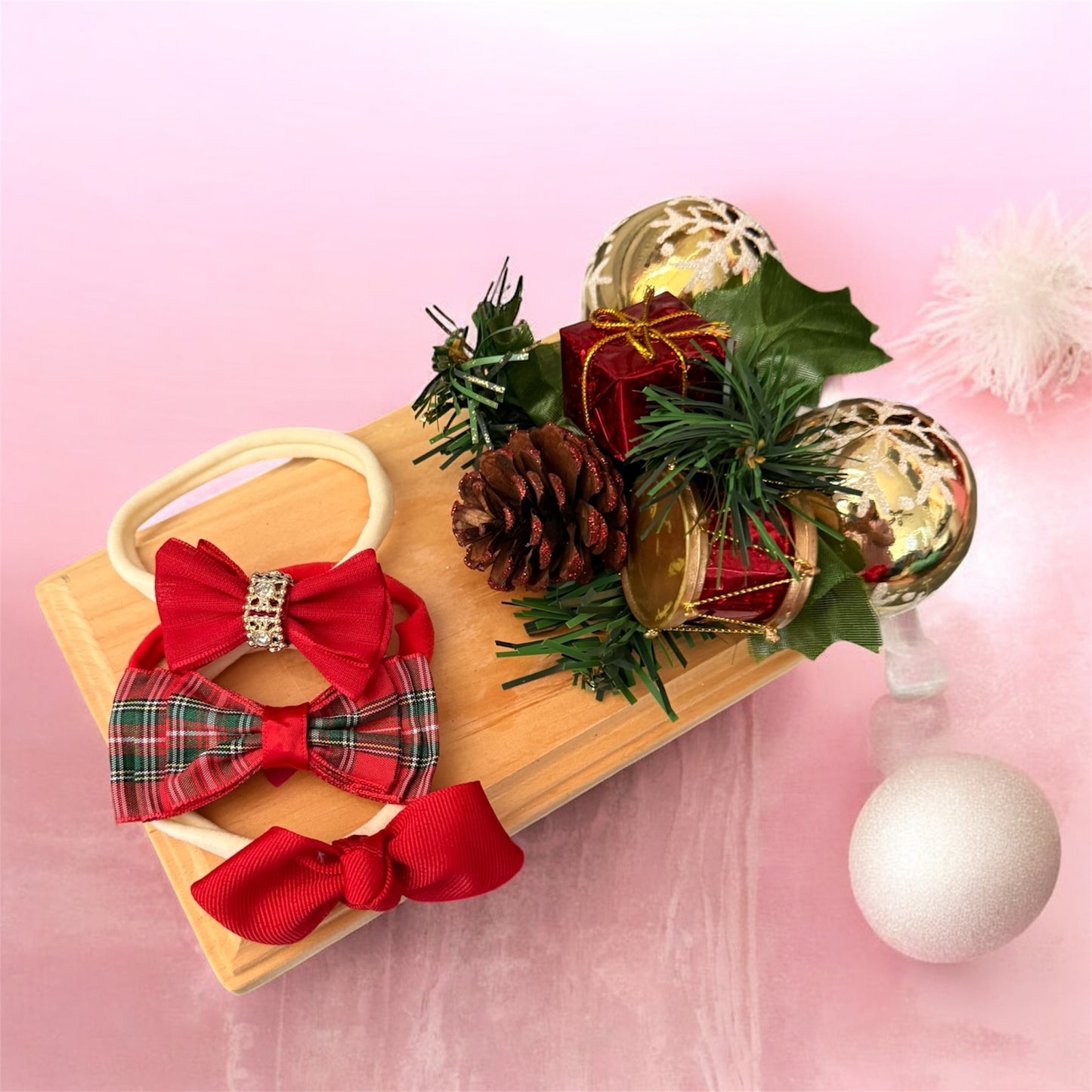 Christmas Hair Bow Set - Festive Edition - 3 Pieces