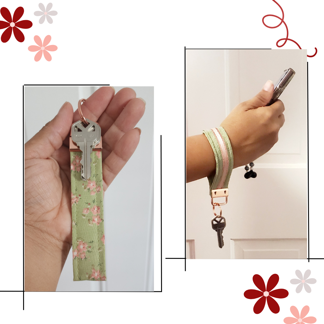 Rectangular Wristlet Keychains Green