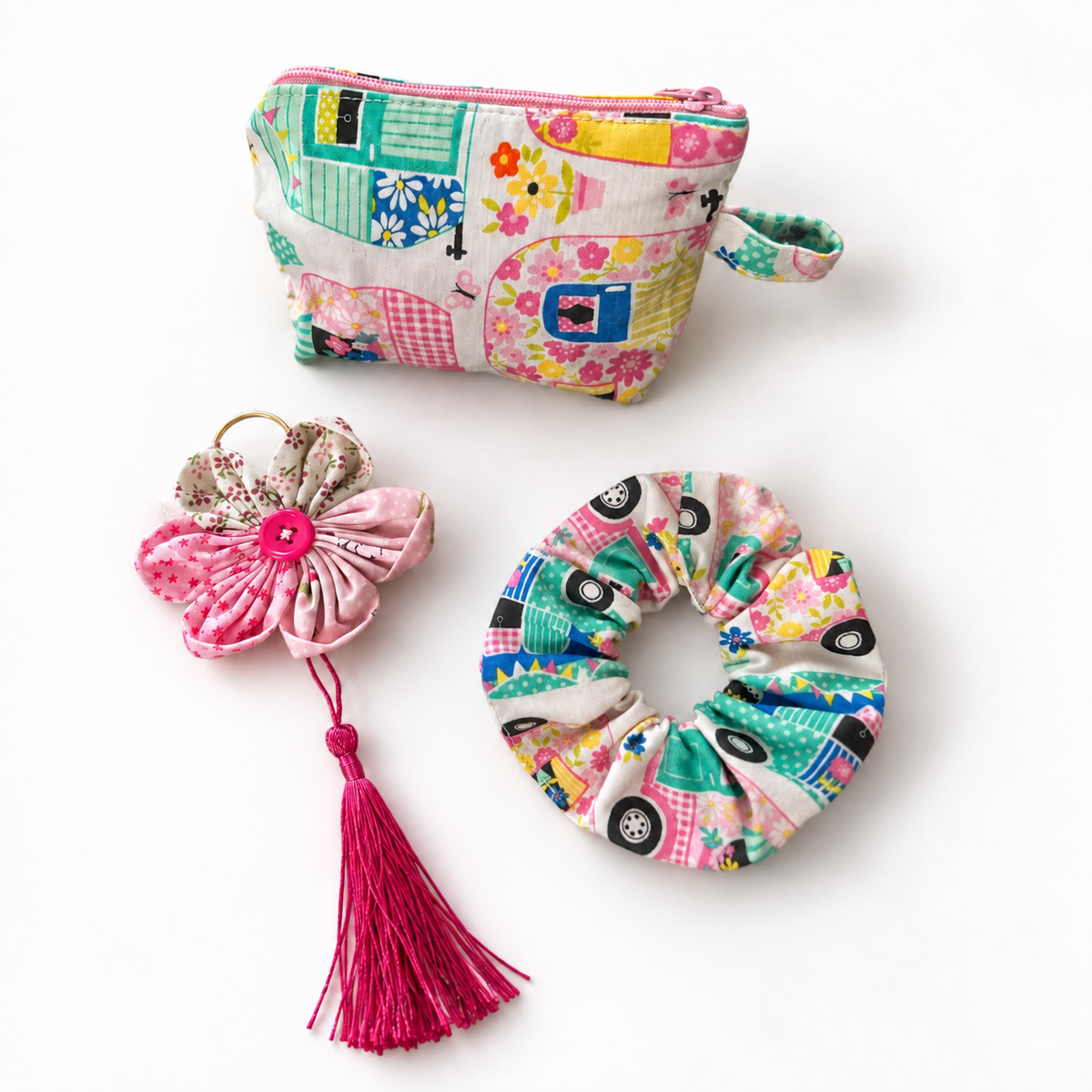 Small Essential Beauty Trio | Coin Purse, Scrunchie & Keychain Gift Set