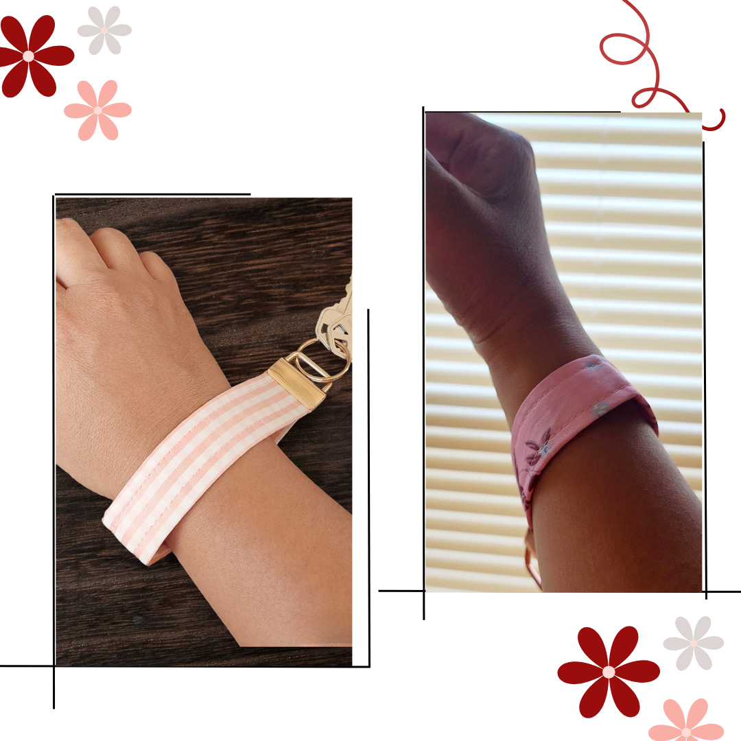 Rectangular Wristlet Keychains in Pink