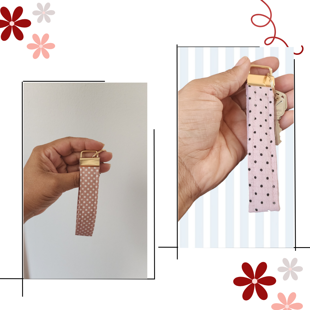 Rectangular Wristlet Keychains in Pink