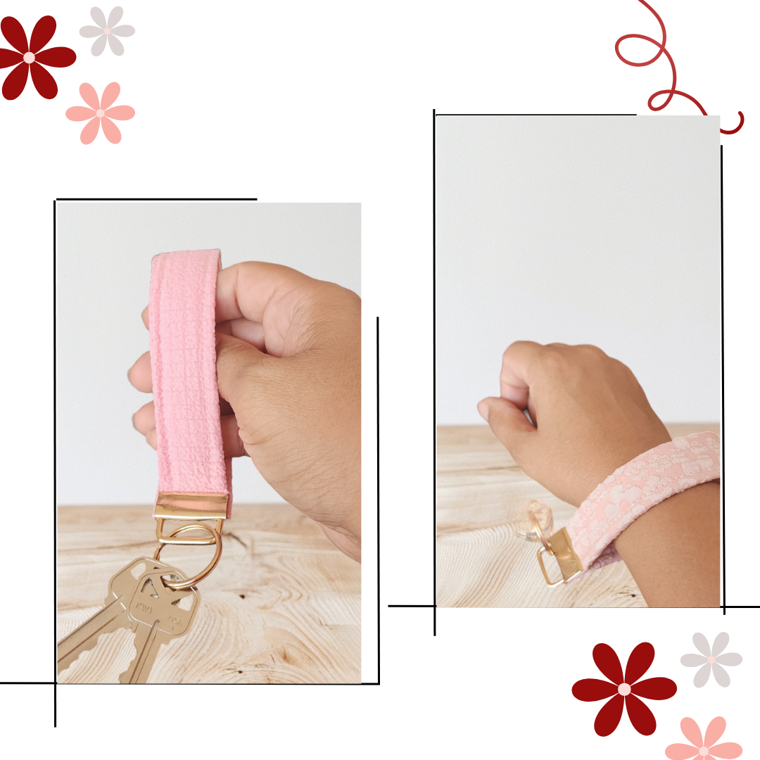 Rectangular Wristlet Keychains in Pink